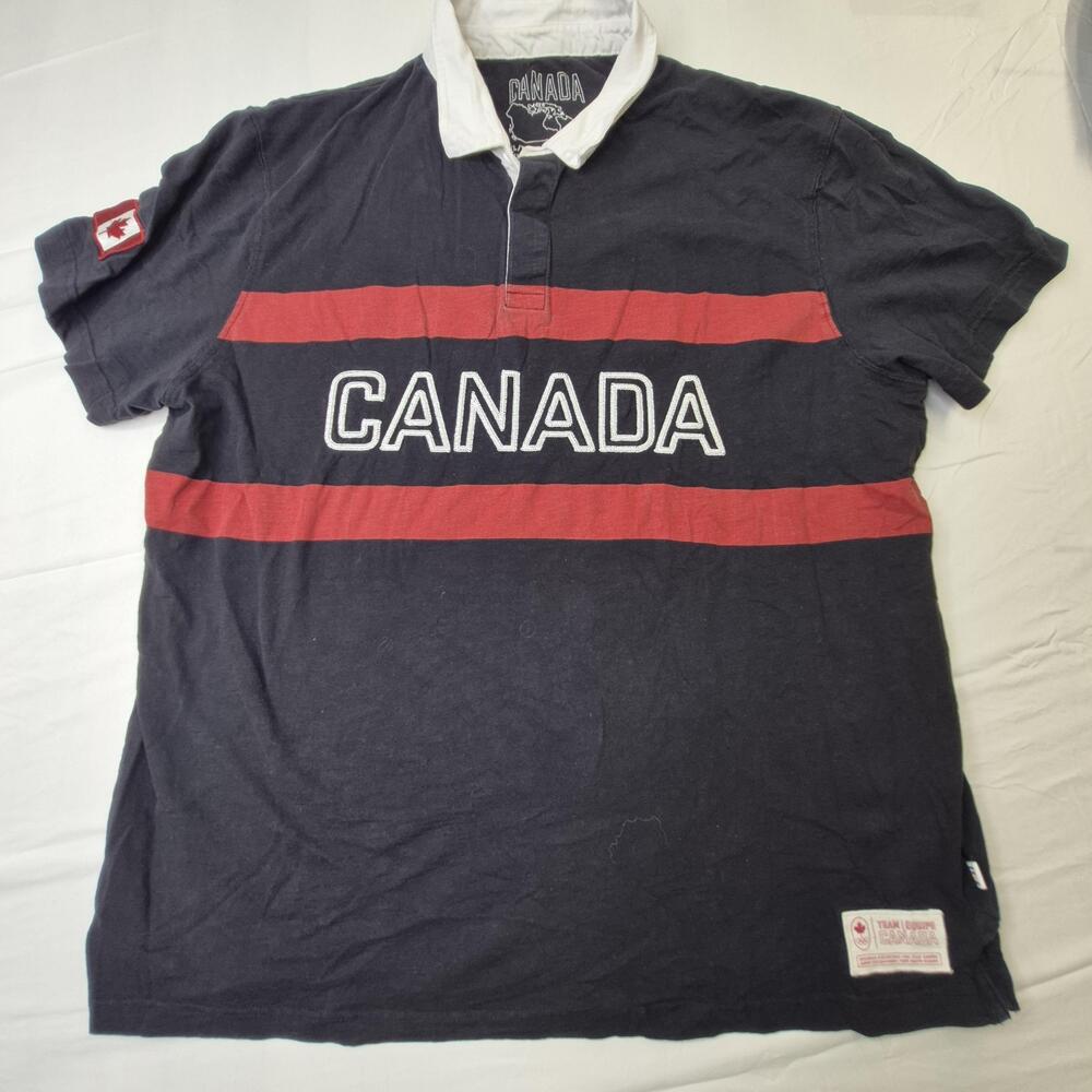 Team Canada Shirt Mens XL Black Hudson's Bay Olympics Rugby Polo 7 Graphic